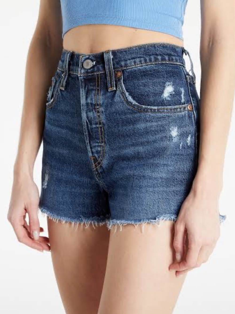 Levi’s womens blue 501 original jean shorts button fly 23